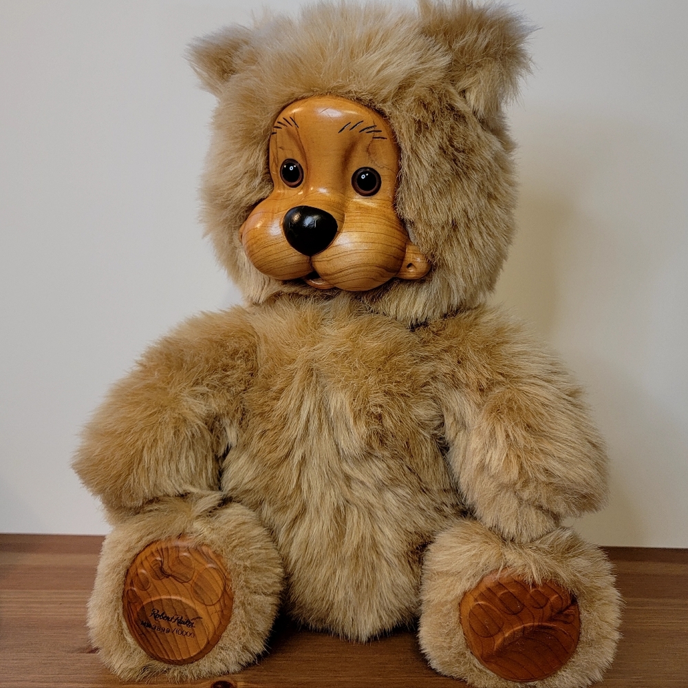 Kevi Limited Edition Wood Face And Paws Teddy Bear By Robert Raikes